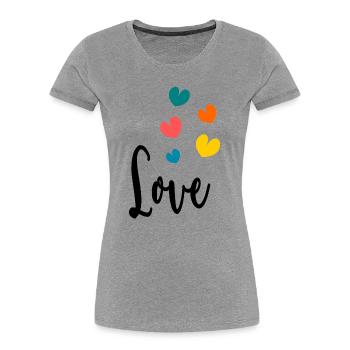 COEUR. COUPLE. JUST MARRIED. EVJF. SAINT VALENTIN. - T-shirt bio Premium Femme - gris chiné - Devant - Mia (176cm)