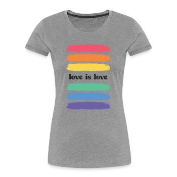 LGBT Pride Month - Love is Love - Women's Premium Organic T-Shirt - heather grey - Front - Mia (176cm)