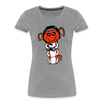 Gamer Caterpillar Nerd Gaming Controller Console Game - Women's Premium Organic T-Shirt - heather grey - Front - Mia (176cm)