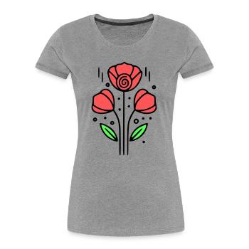 Poppy Poppies Minimalist Line Art 10 - Women's Premium Organic T-Shirt - heather grey - Front - Mia (176cm)