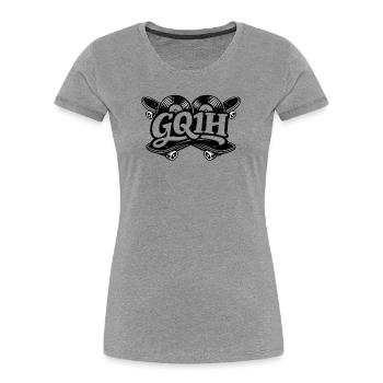 GQ1H skate  - T-shirt bio Premium Femme - gris chiné - Devant - Mia (176cm)