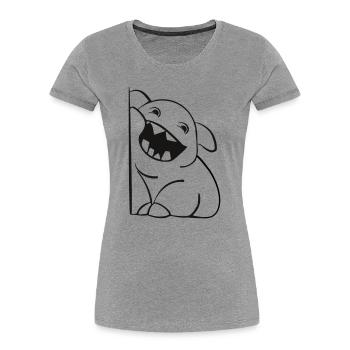 Petit monstre mignon - T-shirt bio Premium Femme - gris chiné - Devant - Mia (176cm)