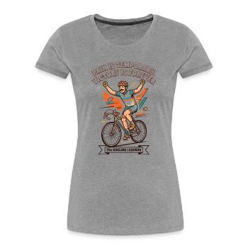 70s Vintage Cycling Poster Pain Is Temporary - Women's Premium Organic T-Shirt - heather grey - Front - Mia (176cm)