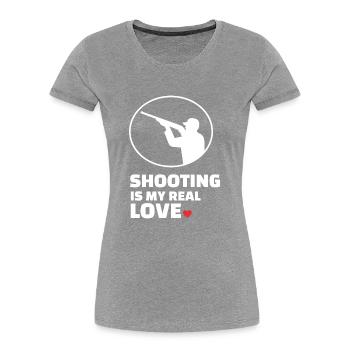Ich Liebe Das Schießen - Frauen Premium Bio T-Shirt - Grau meliert - Vorne - Mia (176cm)