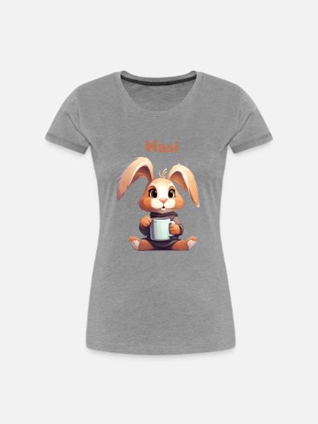Hasi - Frauen Premium Bio T-Shirt - Grau meliert