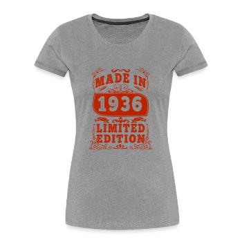 1936 Geburtstag 1936 Jahrgang 1936 Geburtstag - Frauen Premium Bio T-Shirt - Grau meliert - Vorne - Mia (176cm)
