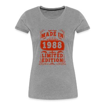1988 Birthday 1988 Born in 1988 Birthday - Women's Premium Organic T-Shirt - heather grey - Front - Mia (176cm)