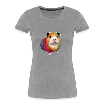 Süßes farbenfrohes Meerschweinchen - Frauen Premium Bio T-Shirt - Grau meliert - Vorne - Mia (176cm)