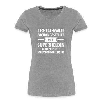 Rechtsanwaltsfachangestellte - Superheldin - Frauen Premium Bio T-Shirt - Grau meliert - Vorne - Mia (176cm)