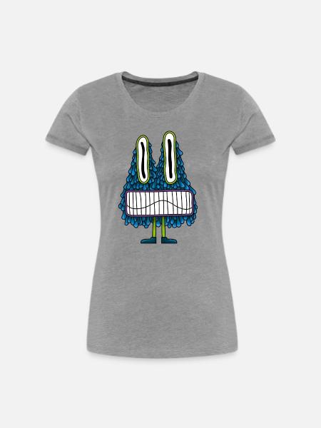 Monster 2 - Frauen Premium Bio T-Shirt - Grau meliert
