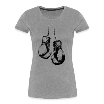 Gants de boxe suspendus noir - T-shirt bio Premium Femme - gris chiné - Devant - Mia (176cm)