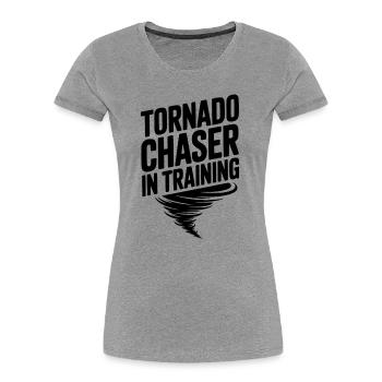 Chasseur de tornades en formation - T-shirt bio Premium Femme - gris chiné - Devant - Mia (176cm)
