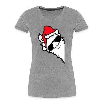 Lama Cool Sonnenbrille Weihnachtsmütze Seitlich - Frauen Premium Bio T-Shirt - Grau meliert - Vorne - Mia (176cm)