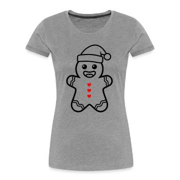 Süßer Lebkuchenmann | Weihnachten mit Herz - Frauen Premium Bio T-Shirt - Grau meliert - Vorne - Mia (176cm)