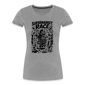Supermarkt Rennen Kinder Witzig - Frauen Premium Bio T-Shirt - Grau meliert - Vorne - Mia (176cm)