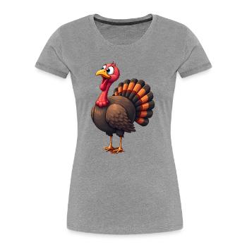 Thanksgiving Lustiger Thanksgiving Truthahn - Frauen Premium Bio T-Shirt - Grau meliert - Vorne - Mia (176cm)