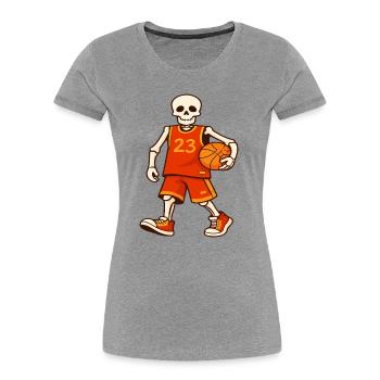 Maillot Skeleton Hoops 23 - T-shirt bio Premium Femme - gris chiné - Devant - Mia (176cm)