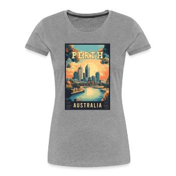 Entdecken Sie City by the Swan River Perth in Australien - Frauen Premium Bio T-Shirt - Grau meliert - Vorne - Mia (176cm)