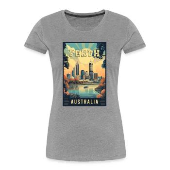 Entdecken Sie die Stadt am Swan River Perth in Australien - Frauen Premium Bio T-Shirt - Grau meliert - Vorne - Mia (176cm)