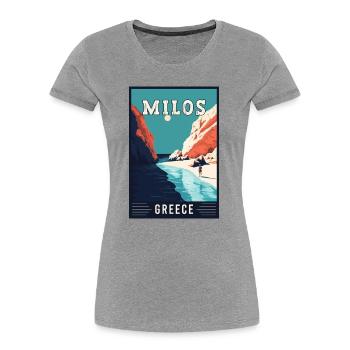 Discover Breathtaking Beauty of Milos in Greece - Women's Premium Organic T-Shirt - heather grey - Front - Mia (176cm)