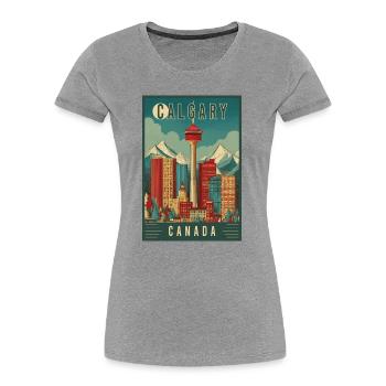 Experience Scenic Urban Scene of Calgary in Canada - Women's Premium Organic T-Shirt - heather grey - Front - Mia (176cm)
