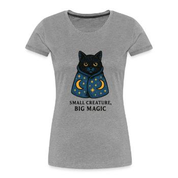 Katzenzauber im Sternenmantel - Frauen Premium Bio T-Shirt - Grau meliert - Vorne - Mia (176cm)
