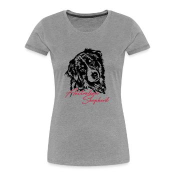 Berger australien Aussie Dog Wilsigns Dog - T-shirt bio Premium Femme - gris chiné - Devant - Mia (176cm)