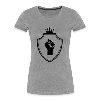 Armoiries de la main - T-shirt bio Premium Femme - gris chiné - Devant - Mia (176cm)