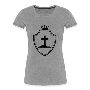 Cross Coat of arms - Women's Premium Organic T-Shirt - heather grey - Front - Mia (176cm)