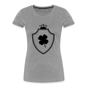 Armoiries du trèfle - T-shirt bio Premium Femme - gris chiné - Devant - Mia (176cm)