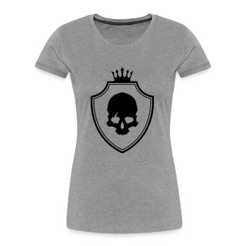 Skelett Wappen Totenkopf - Frauen Premium Bio T-Shirt - Grau meliert - Vorne - Mia (176cm)