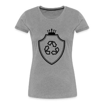 Recycling Wappen - Frauen Premium Bio T-Shirt - Grau meliert - Vorne - Mia (176cm)