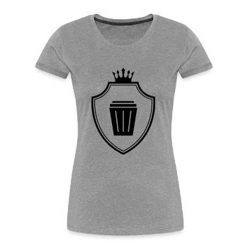 Armoiries de la poubelle - T-shirt bio Premium Femme - gris chiné - Devant - Mia (176cm)