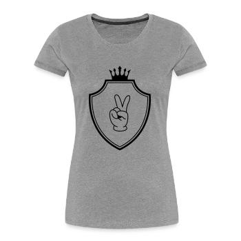 Peace Hand Comic Wappen - Frauen Premium Bio T-Shirt - Grau meliert - Vorne - Mia (176cm)