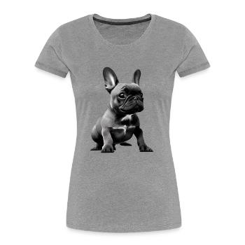 Chiens Chien bouledogue Français Chien Propriétaire - T-shirt bio Premium Femme - gris chiné - Devant - Mia (176cm)