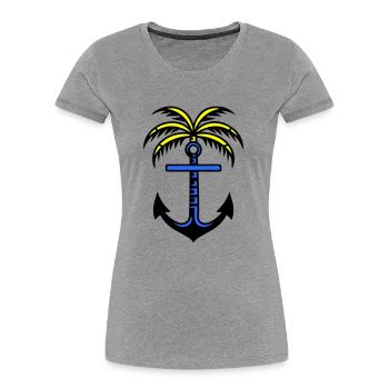Icône d’ancre de palmier - T-shirt bio Premium Femme - gris chiné - Devant - Mia (176cm)