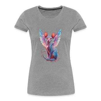 Sphynx Katze für Katzenliebhaber - Frauen Premium Bio T-Shirt - Grau meliert - Vorne - Mia (176cm)