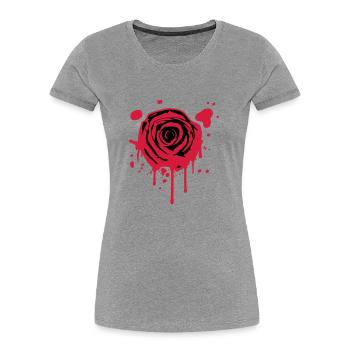 Rote Blut Spritzer Klex Graffiti Rose - Frauen Premium Bio T-Shirt - Grau meliert - Vorne - Mia (176cm)