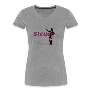 Steuertussi & Business Woman Susanne - Frauen Premium Bio T-Shirt - Grau meliert - Vorne - Mia (176cm)