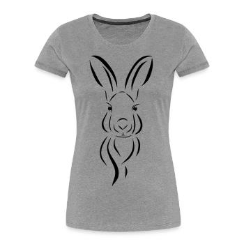 Hase Kopf Illustrartion Feldhase Löffel - Frauen Premium Bio T-Shirt - Grau meliert - Vorne - Mia (176cm)