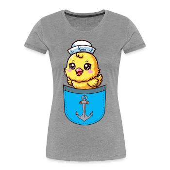 Sailor Maritime Chick Seafaring Sailor Child - Women's Premium Organic T-Shirt - heather grey - Front - Mia (176cm)