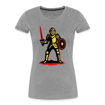 Gelber Ritter mit rotem Schwert - Frauen Premium Bio T-Shirt - Grau meliert - Vorne - Mia (176cm)