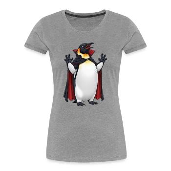 Funny Halloween Penguin Vampire Creepy Cartoon - Women's Premium Organic T-Shirt - heather grey - Front - Mia (176cm)