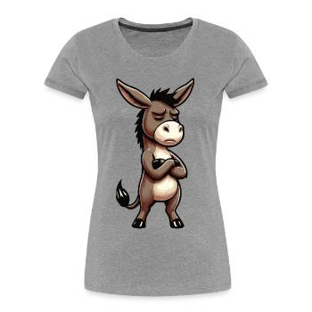 Esel Eselchen Eselhalter Muli Langohresel Muli - Frauen Premium Bio T-Shirt - Grau meliert - Vorne - Mia (176cm)