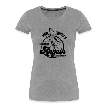 Farbe änderbar | Angel Mir reichts ich geh Angeln. - Frauen Premium Bio T-Shirt - Grau meliert - Vorne - Mia (176cm)