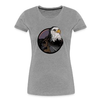 Adler - Wald - Eule - Uhu - Autobahn - Straße - Frauen Premium Bio T-Shirt - Grau meliert - Vorne - Mia (176cm)