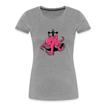 Octopus - octopus - anchor - Women's Premium Organic T-Shirt - heather grey - Front - Mia (176cm)