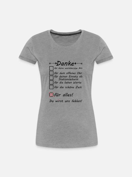 Abschiedsgeschenk abschied Stationsleitung - Frauen Premium Bio T-Shirt - Grau meliert