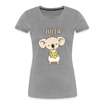 Koala enfant drôle copie cadeau d'anniversaire Julia - T-shirt bio Premium Femme - gris chiné - Devant - Mia (176cm)