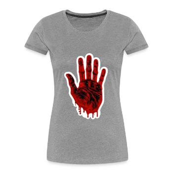 Halloween blutiger Handabdruck - Frauen Premium Bio T-Shirt - Grau meliert - Vorne - Mia (176cm)